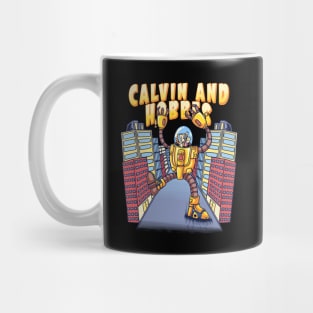 calvin and hobbes on a robot Mug